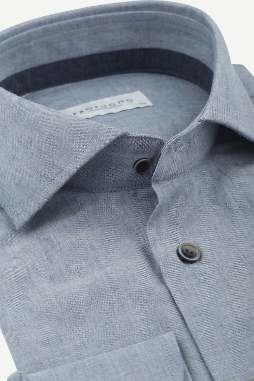 Profuomo overhemd flanel blauw | Slim-fit
