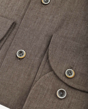 Profuomo overhemd flanel bruin | Slim-fit