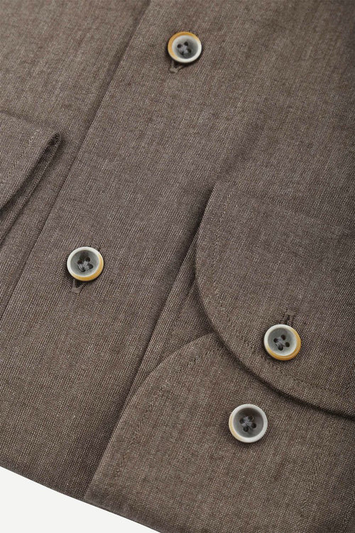 Profuomo overhemd flanel bruin | Slim-fit