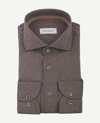 Profuomo overhemd flanel bruin | Slim-fit