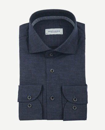 Profuomo overhemd flanel donkerblauw | Slim-fit