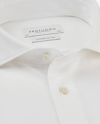 Profuomo overhemd japanese knitted wit | Slim-fit