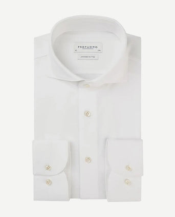 Profuomo overhemd japanese knitted wit | Slim-fit