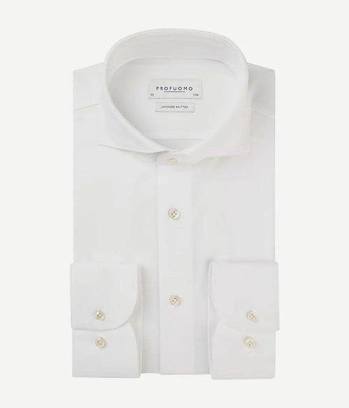 Profuomo overhemd japanese knitted wit | Slim-fit