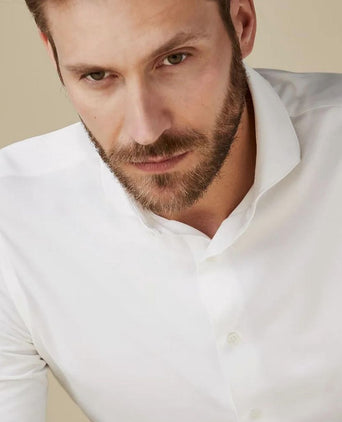 Profuomo overhemd japanese knitted wit | Slim-fit