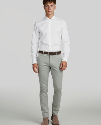 Profuomo overhemd japanese knitted wit | Slim-fit