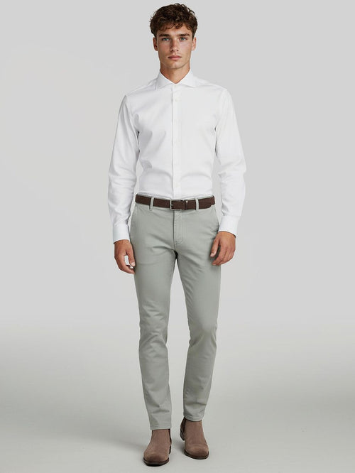 Profuomo overhemd japanese knitted wit | Slim-fit