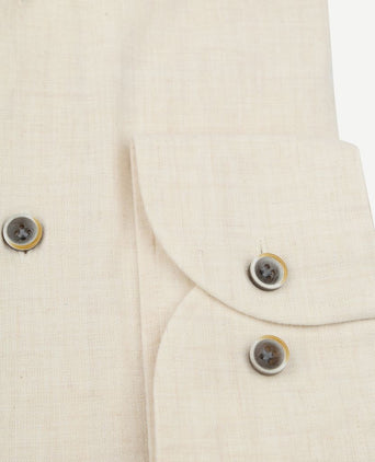 Profuomo overhemd linnen blend ecru | Slim-fit