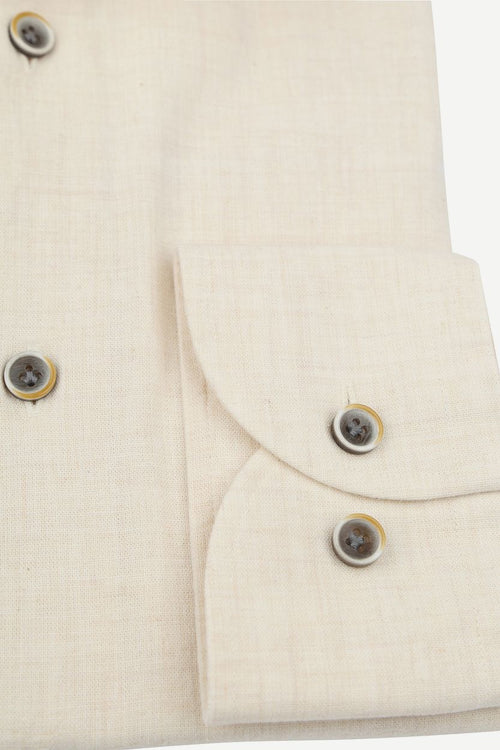 Profuomo overhemd linnen blend ecru | Slim-fit