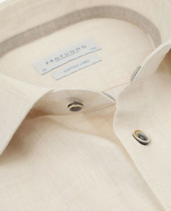 Profuomo overhemd linnen blend ecru | Slim-fit