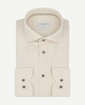 Profuomo overhemd linnen blend ecru | Slim-fit