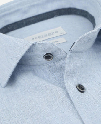 Profuomo overhemd linnen blend lichtblauw | Slim-fit