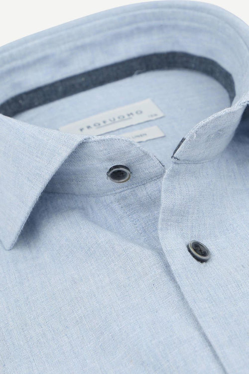 Profuomo overhemd linnen blend lichtblauw | Slim-fit