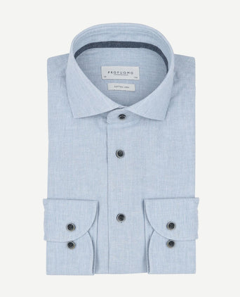 Profuomo overhemd linnen blend lichtblauw | Slim-fit