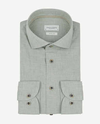 Profuomo overhemd linnen blend lichtgroen | Slim-fit