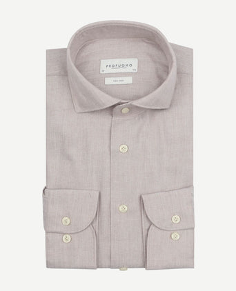 Profuomo overhemd peached herringbone flanel beige | Slim-fit