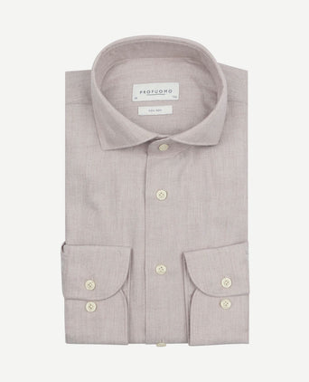 Overhemd peached herringbone flanel beige