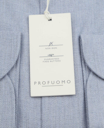 Profuomo overhemd peached herringbone flanel blauw | Slim-fit