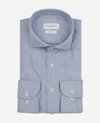 Overhemd peached herringbone flanel blauw