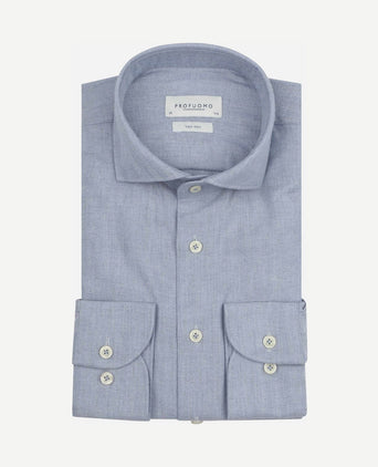 Overhemd peached herringbone flanel blauw