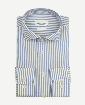 Overhemd peached stripes flanel blauw