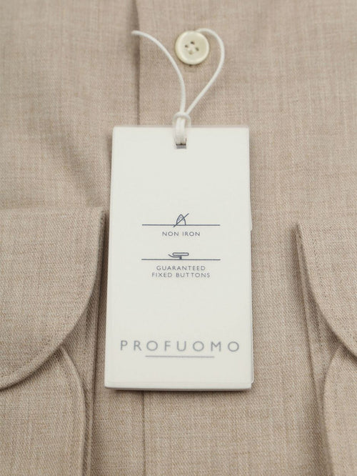 Profuomo overhemd peached twill flanel beige | Slim-fit
