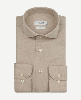 Overhemd peached twill flanel beige
