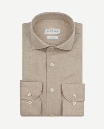 Overhemd peached twill flanel beige