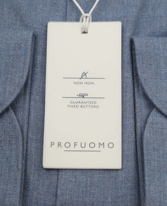 Profuomo overhemd peached twill flanel blauw | Slim-fit