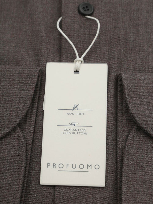 Profuomo overhemd peached twill flanel bruin | Slim-fit