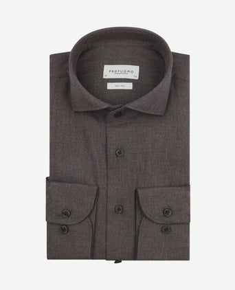 Overhemd peached twill flanel bruin