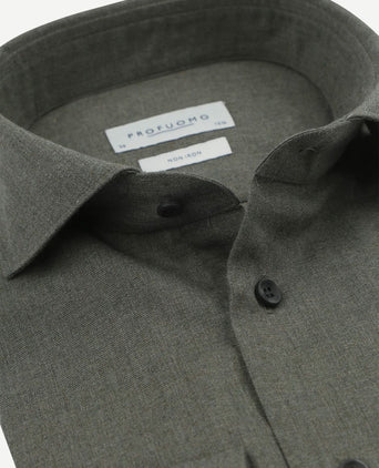 Profuomo overhemd peached twill flanel groen | Slim-fit