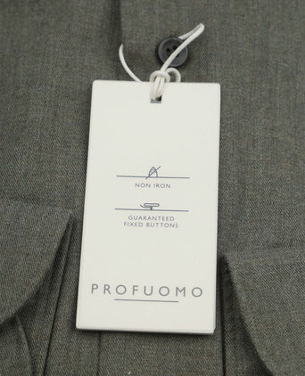 Profuomo overhemd peached twill flanel groen | Slim-fit