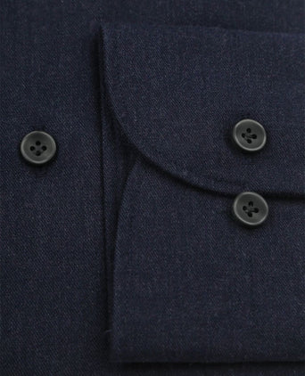 Profuomo overhemd peached twill flanel donkerblauw | Slim-fit