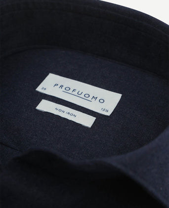 Overhemd peached twill flanel donkerblauw