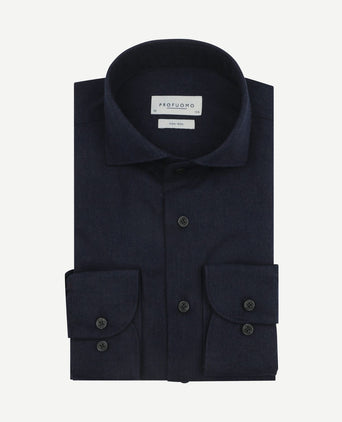 Overhemd peached twill flanel donkerblauw