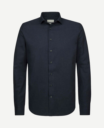 Overhemd peached twill flanel donkerblauw