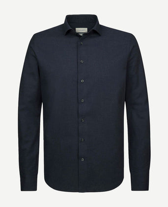 Overhemd peached twill flanel donkerblauw
