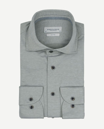 Overhemd single jersey groen melange