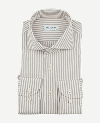 Overhemd streep cutaway beige