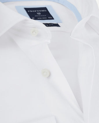 Profuomo overhemd wit blauw accent | Slim-fit