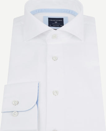 Profuomo overhemd wit blauw accent | Slim-fit