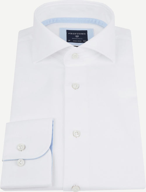 Profuomo overhemd wit blauw accent | Slim-fit