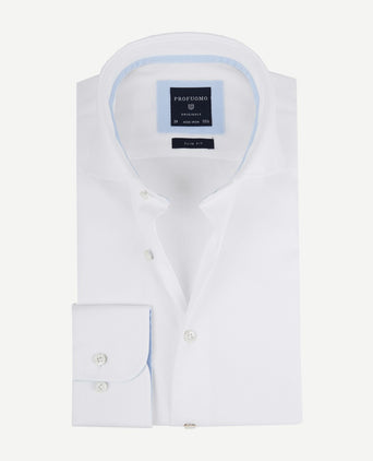 Profuomo overhemd wit blauw accent | Slim-fit