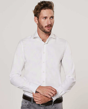 Profuomo overhemd wit blauw accent | Slim-fit