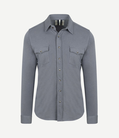 Overshirt western jersey blauw