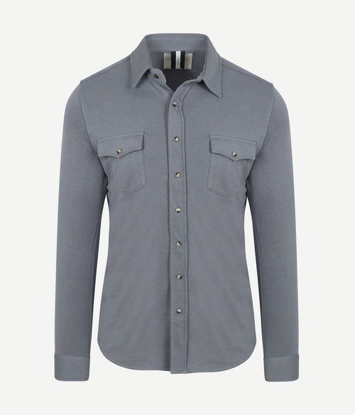Overshirt western jersey blauw