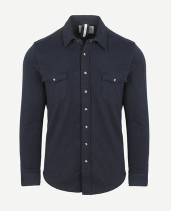 Profuomo overshirt western jersey donkerblauw