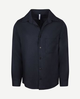 Overshirt wool mouliné donkerblauw