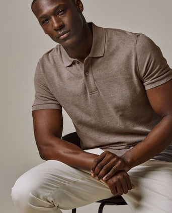 Profuomo piqué poloshirt bruin